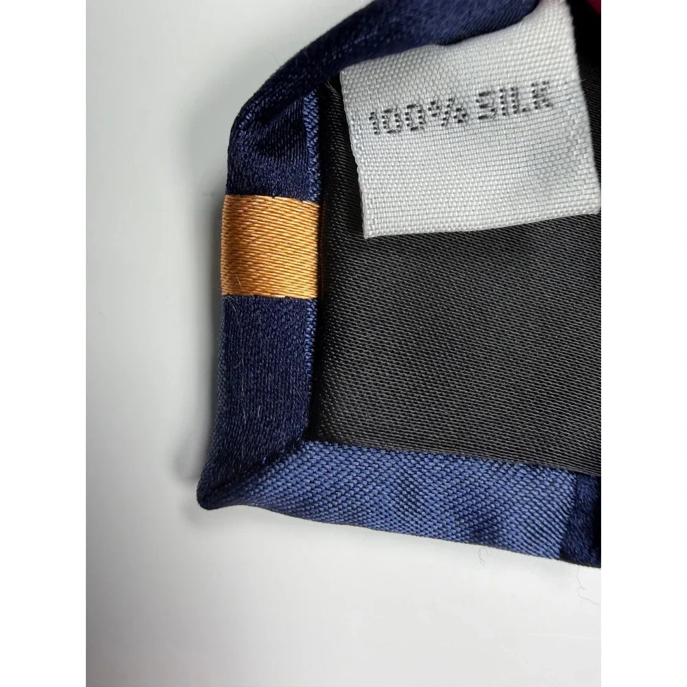 Corsini Sevenfold Collection Mens Silk Tie Navy Blue Orange Diagonal Stripe